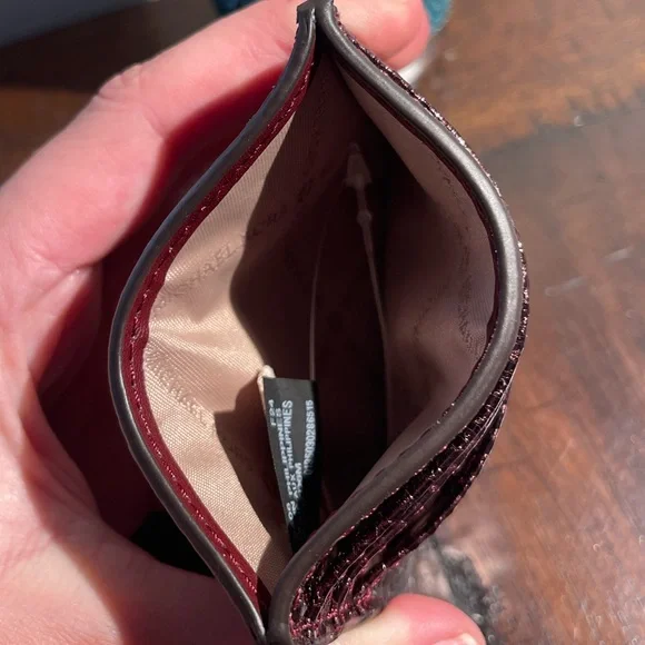 Michael Kors Metallic Burgundy Card Holder - Picture 3 of 3